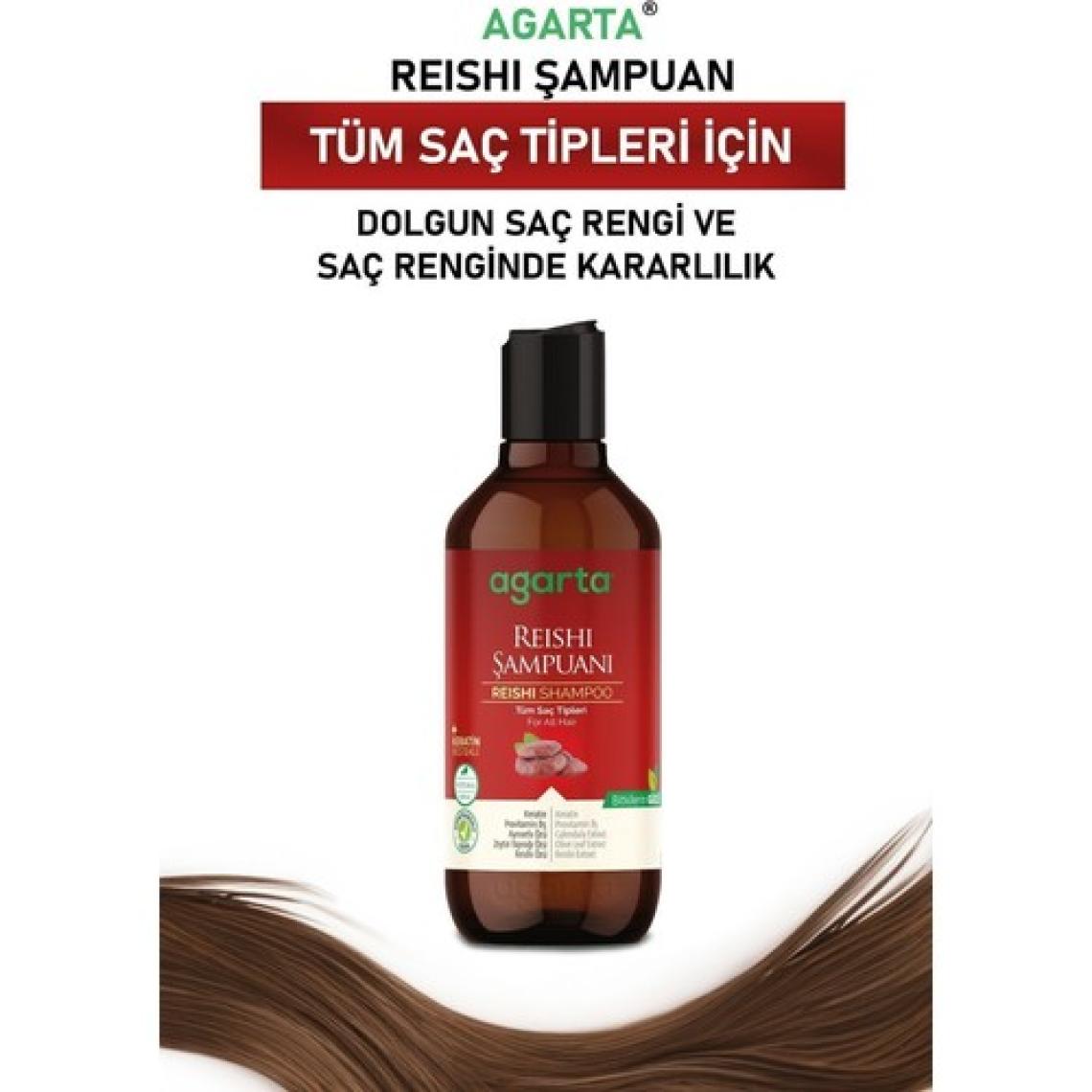Agarta Doğal Reishi Şampuan - Tüm Saç Tipleri için Besleyici ve Onarıcı Etki, 400 ml, Bitkisel Formül, Paraben İçermez