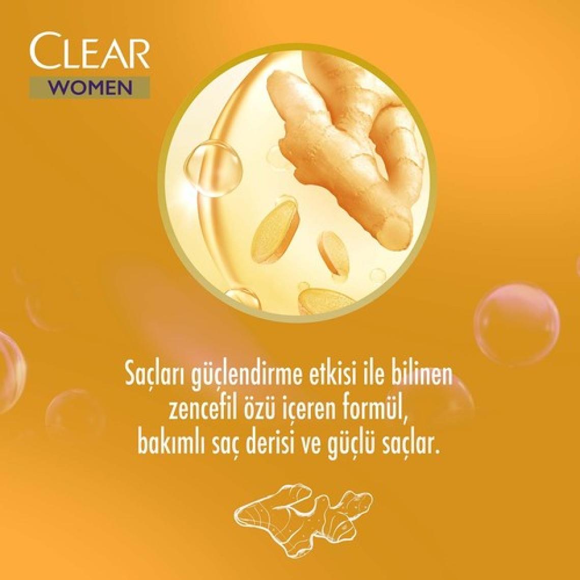 Clear Women Kepeğe Karşı Etkili Şampuan Zencefil Özü 350 ml + 180 ml