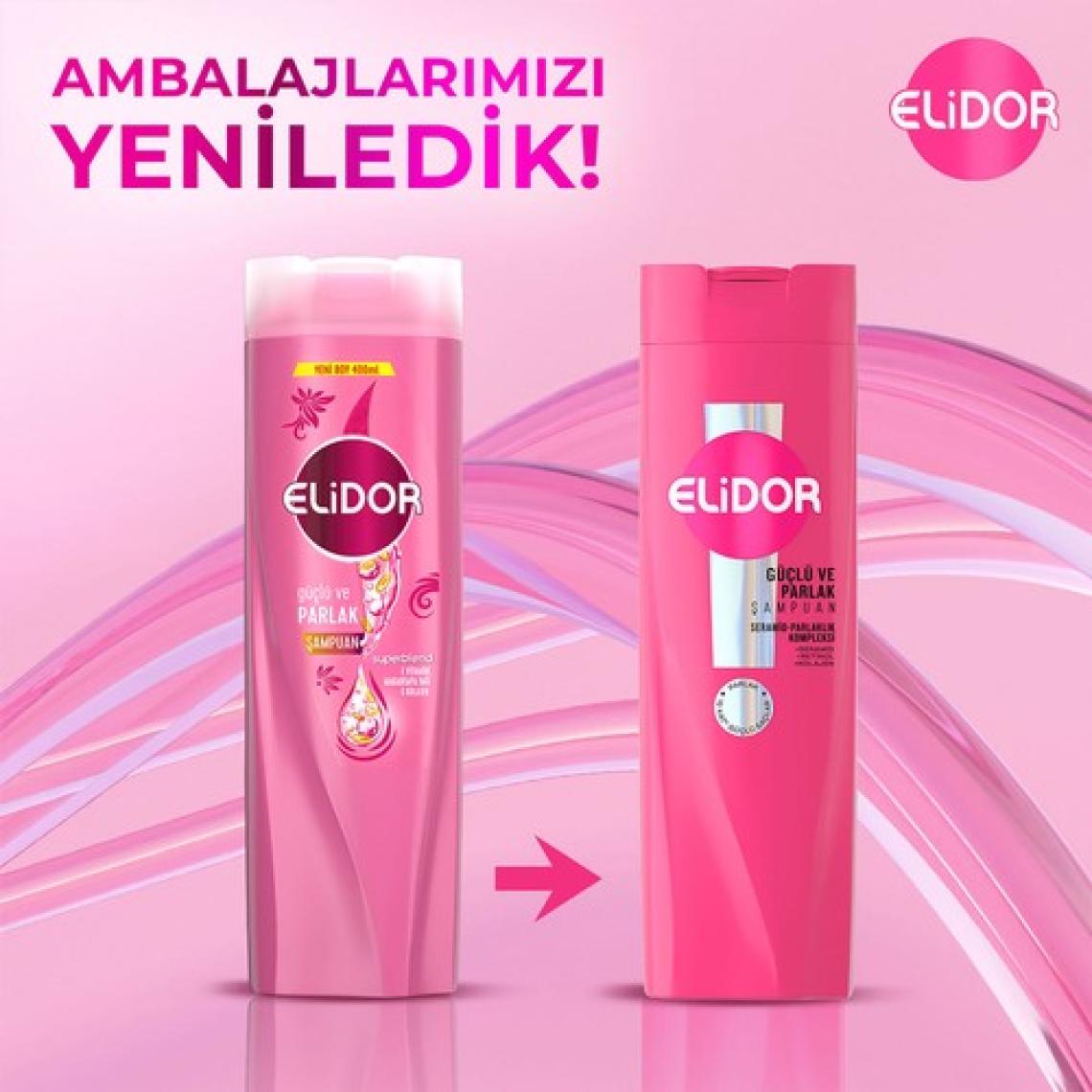Elidor Superblend Saç Bakım Şampuanı Güçlü ve Parlak E Vitamini Makademya Yağı Kolajen 400 ml