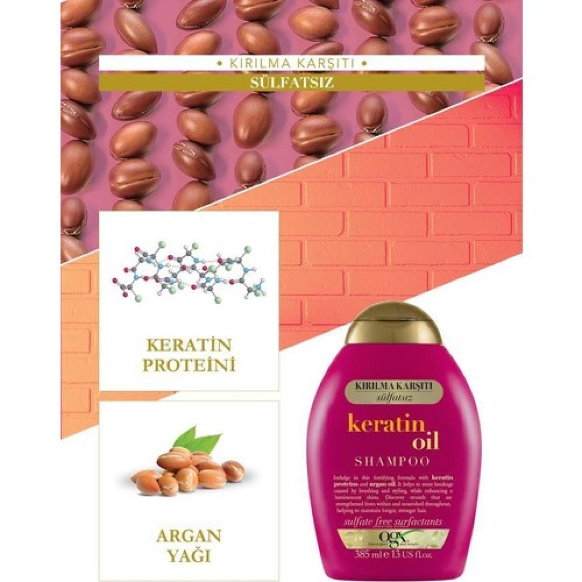 ogx kirilma karşiti keratin oil sülfatsiz şampuan 385 ml x2