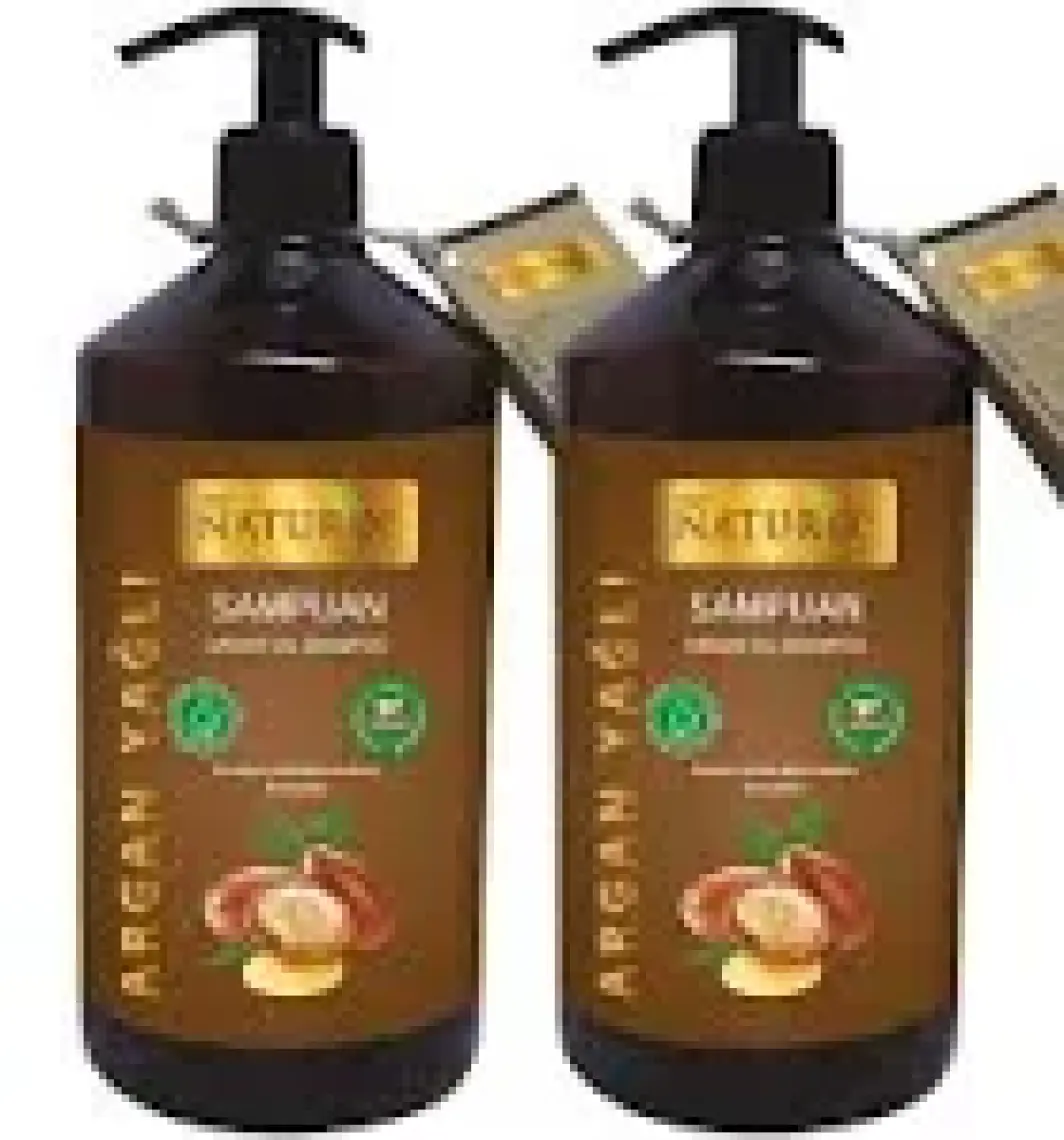 Naturix 2 Adet Tuzsuz Argan Yağlı 600 ml Bakım Şampuanı Argan Şampuan ( Paraben Fosfat Tuz Içermez )