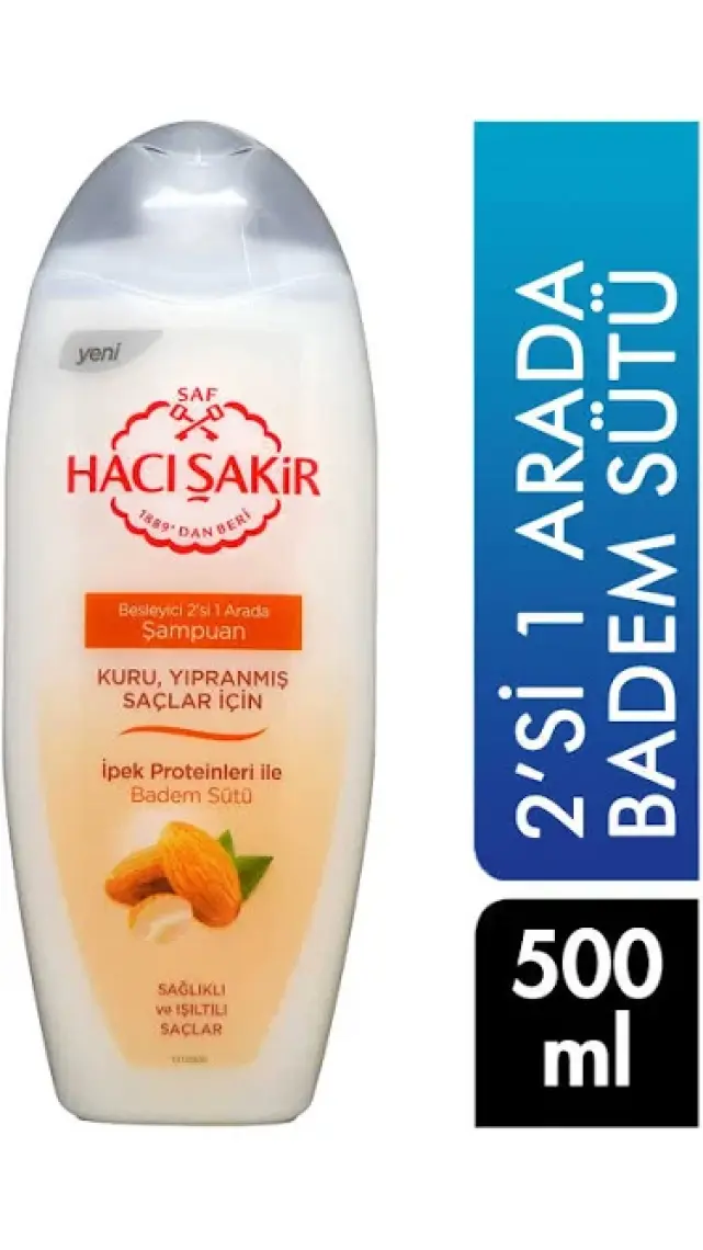 Hacı Şakir Şampuan Kremli Badem-Kuru ve Yıpranmış Saçlar 500 ml