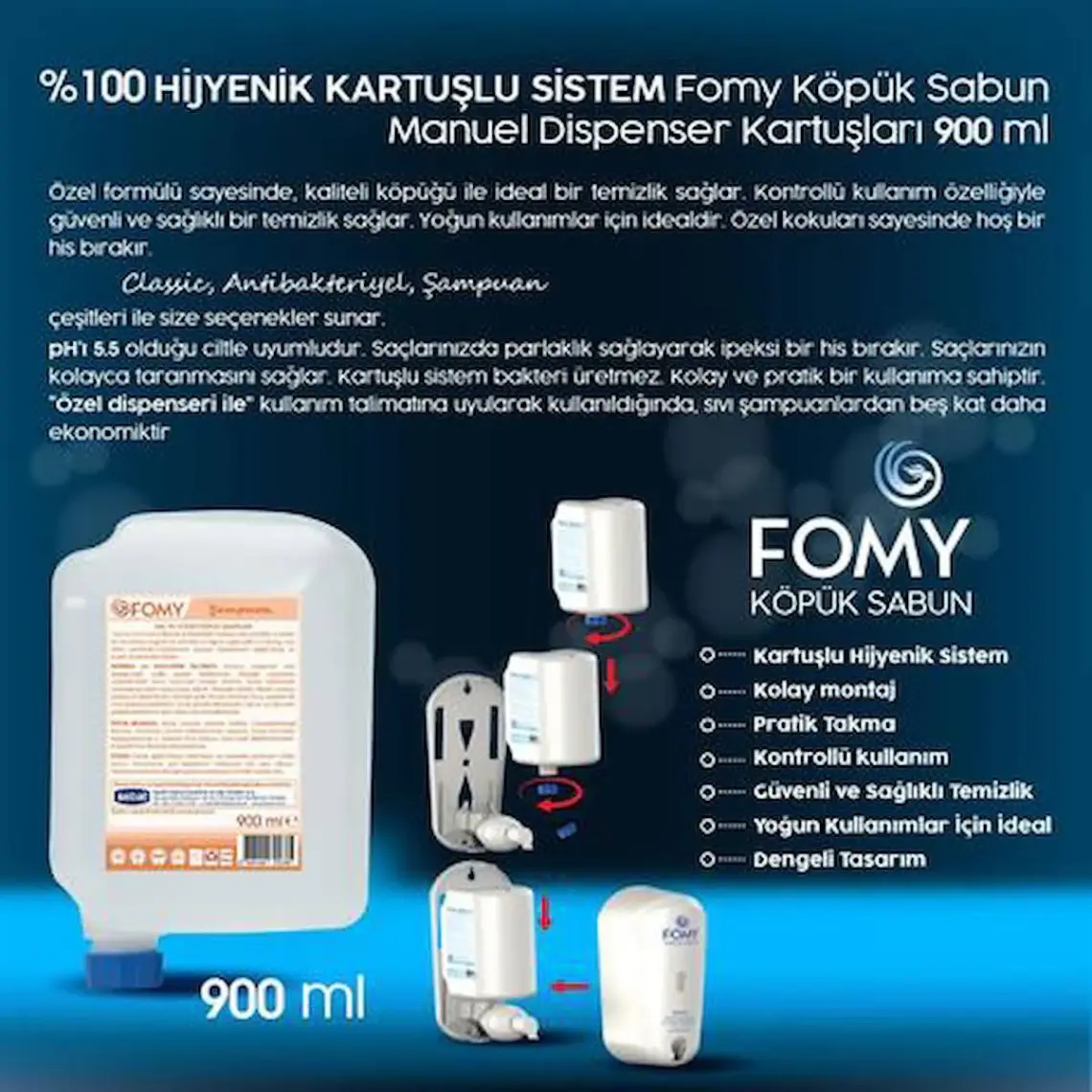 Fomy Saç ve Vücut Köpük Şampuan 900 ml