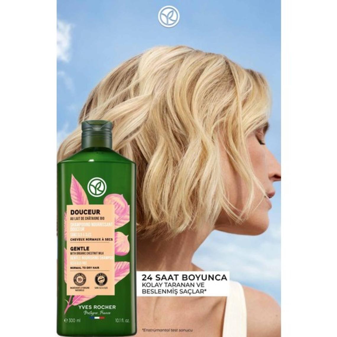 Yves Rocher Besleyici Kolay Tarama Şampuanı - Normal  Saçlar / Douceur- SLS&SLES içermez & Tuzsuz & Vegan -300ml