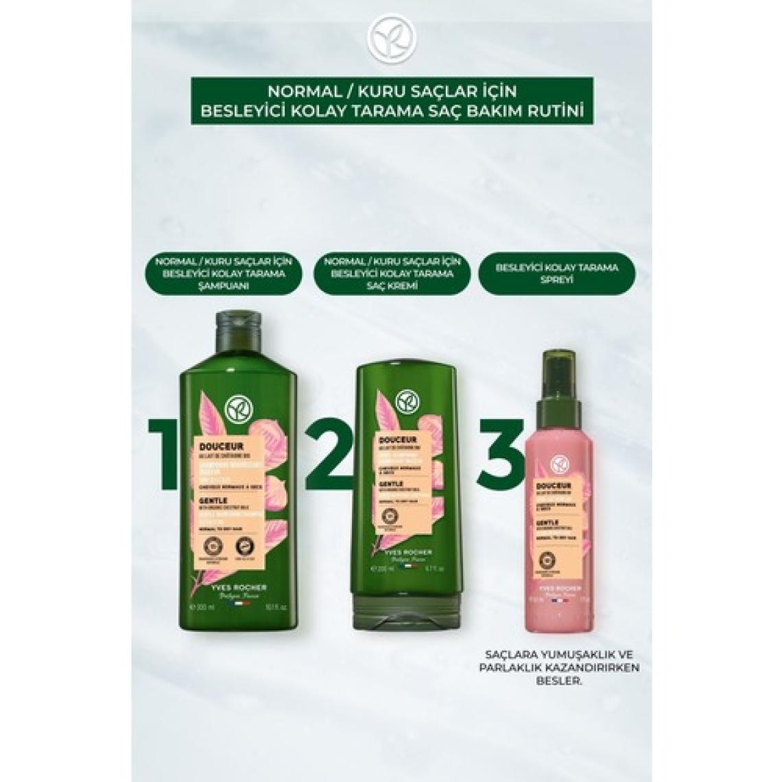 Yves Rocher Besleyici Kolay Tarama Şampuanı - Normal  Saçlar / Douceur- SLS&SLES içermez & Tuzsuz & Vegan -300ml