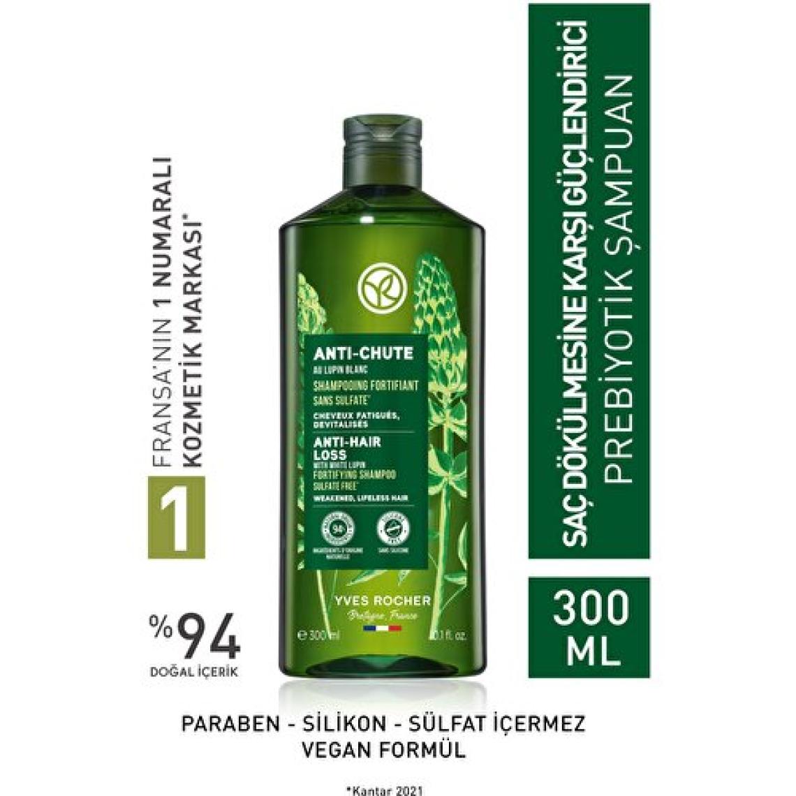 Yves Rocher Saç Dökülmesine Karşı (anti-chute) Güçlendirici Prebiyotik Şampuan - Sülfatsız & Vegan-300 Ml