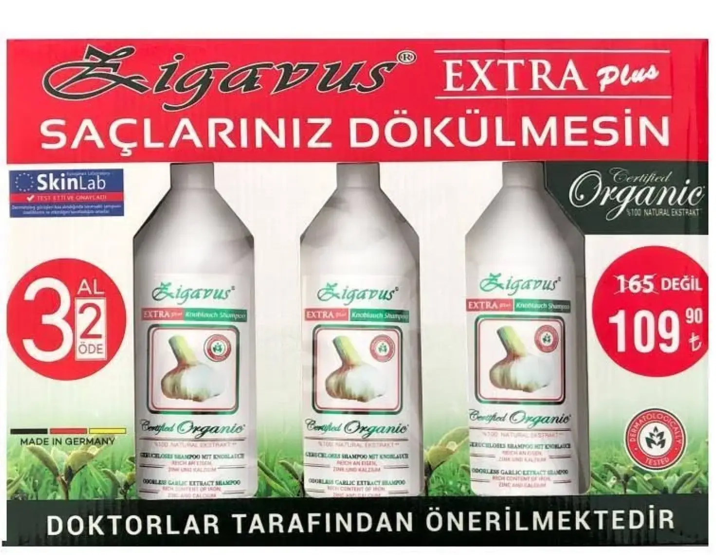 Zigavus Extra Plus Sarımsaklı Şampuan - Dökülmeyi Önleyici, Tüm Saç Tiplerine Uygun, Saç Köklerini Besler, 250 ml