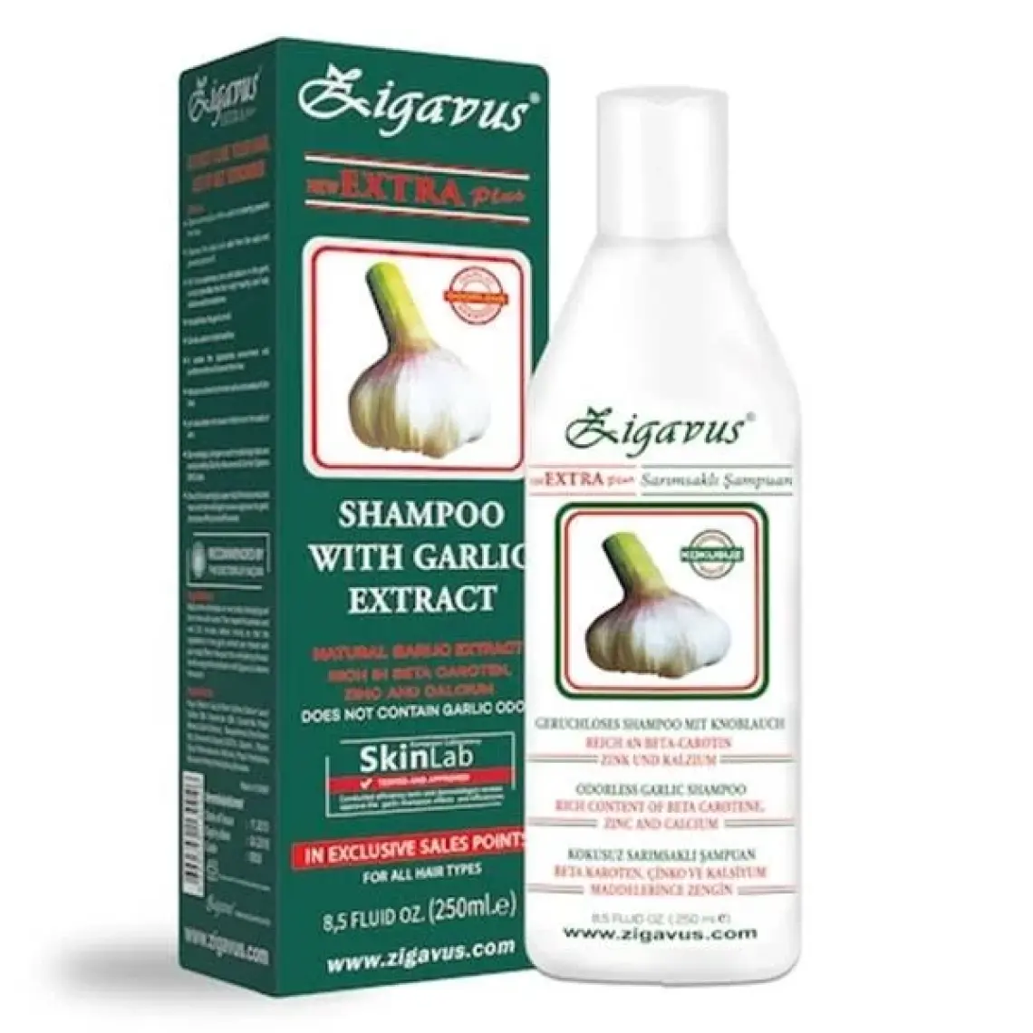 Zigavus Extra Plus Sarımsaklı Şampuan - Dökülmeyi Önleyici, Tüm Saç Tiplerine Uygun, Saç Köklerini Besler, 250 ml