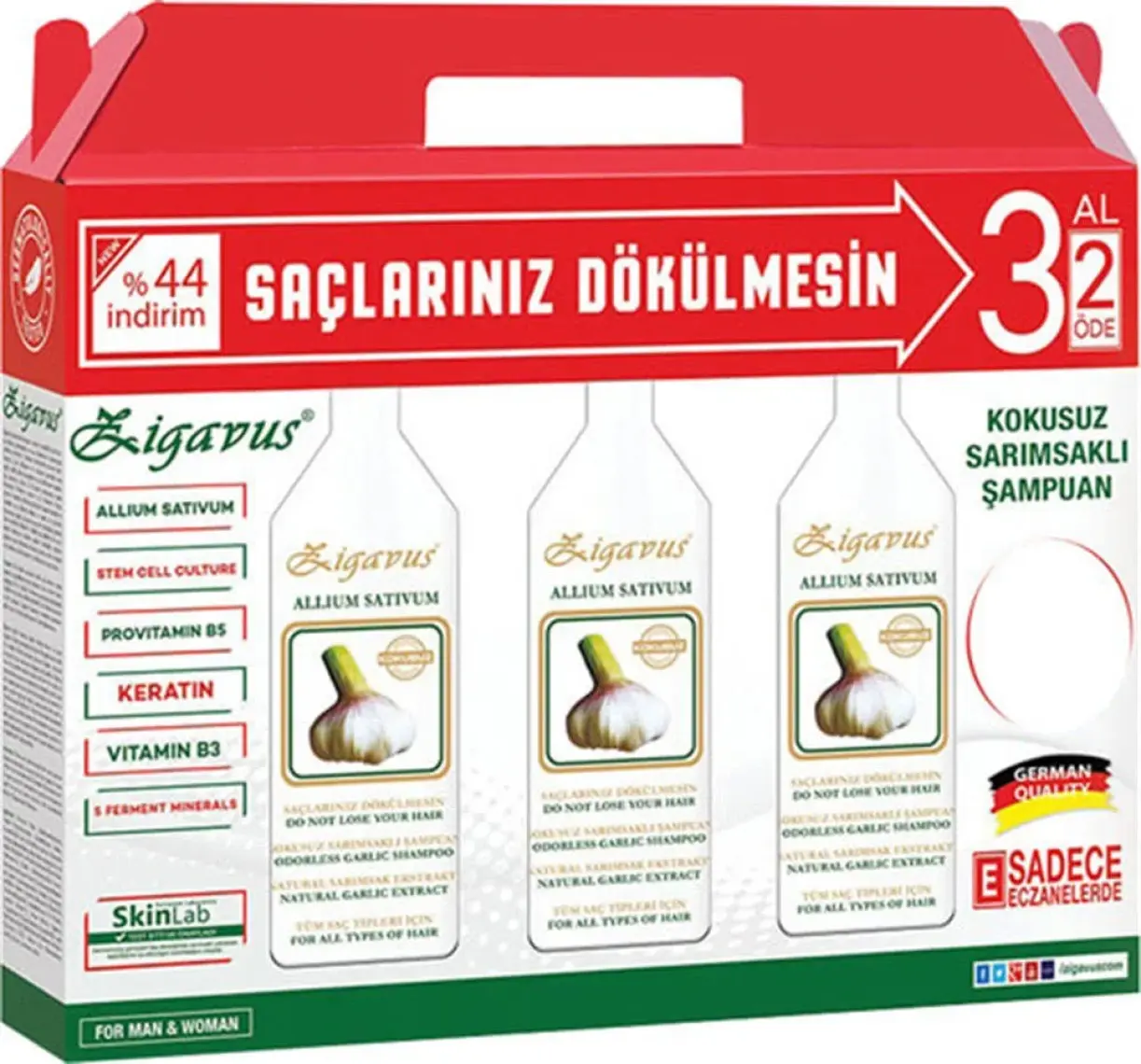 Zigavus Extra Plus Sarımsaklı Şampuan - Dökülmeyi Önleyici, Tüm Saç Tiplerine Uygun, Saç Köklerini Besler, 250 ml