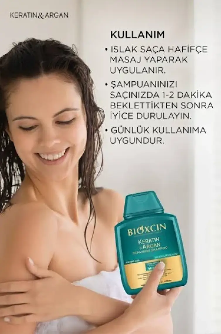 Bioxcin Keratin & Argan Onarıcı Şampuan 300 ml - Yıpranmış ve Hasar Görmüş Saçlar 2 Li Avantaj Seti