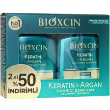 Bioxcin Keratin & Argan Onarıcı Şampuan 300 ml - Yıpranmış ve Hasar Görmüş Saçlar 2 Li Avantaj Seti