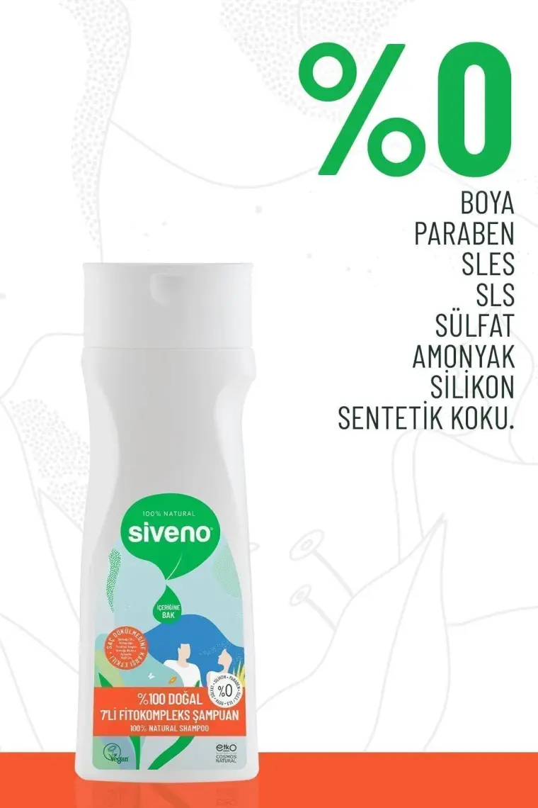 Siveno %100 Doğal Fitokompleks Şampuan 7 Değerli Bitki Yoğun Dökülme Karşıtı Besleyici Dolgunlaştırıcı 300 ml