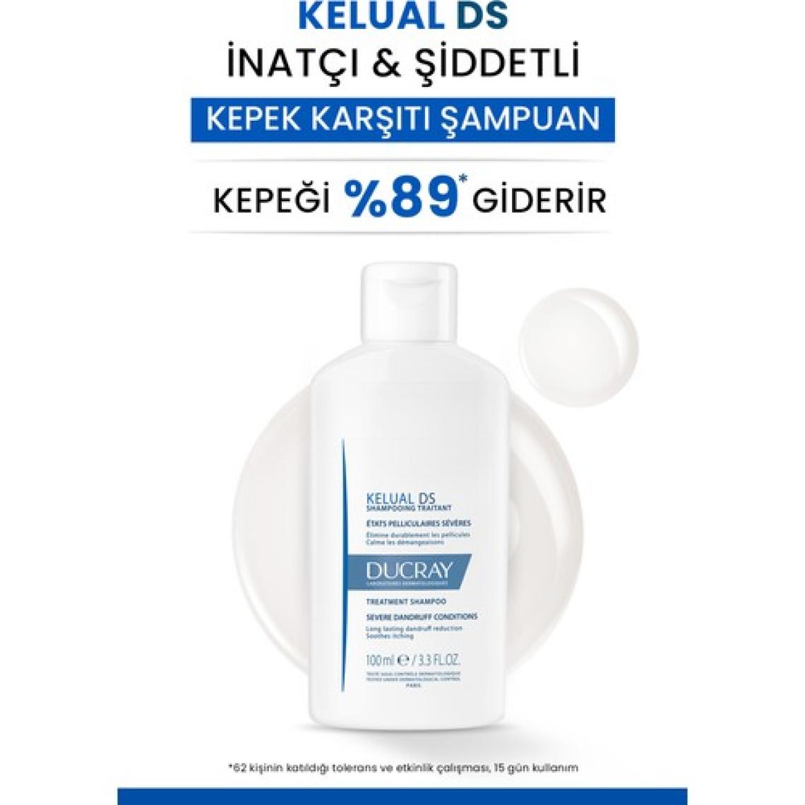 Ducray Kelual DS Yoğun Kepek Önleyici Şampuan - Boyalı Saçlar için Dermatolojik Bakım, 100 ml