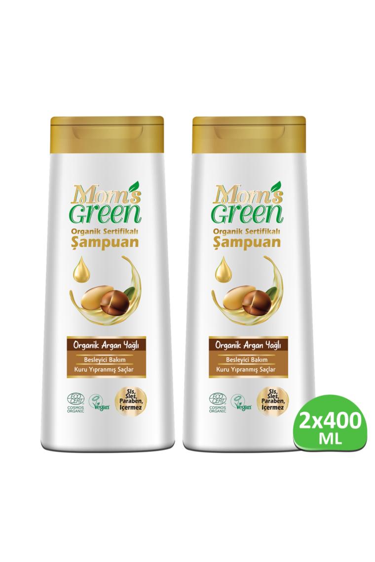 Mom's Green 2'li Set Organik Argan Yağlı Şampuan 400 +400 ml