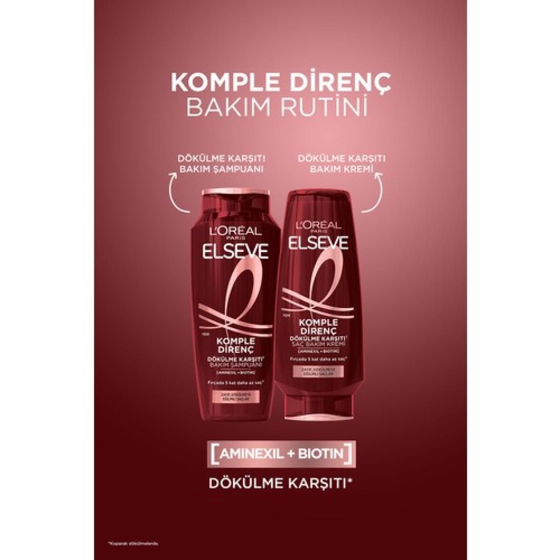 L'Oréal Paris Elseve Güçlendirici Şampuan - Koparak Dökülmeye Karşı Aminexil ve Biotin İçerir, 300 ml, Bitkisel Formül, Paraben İçermez