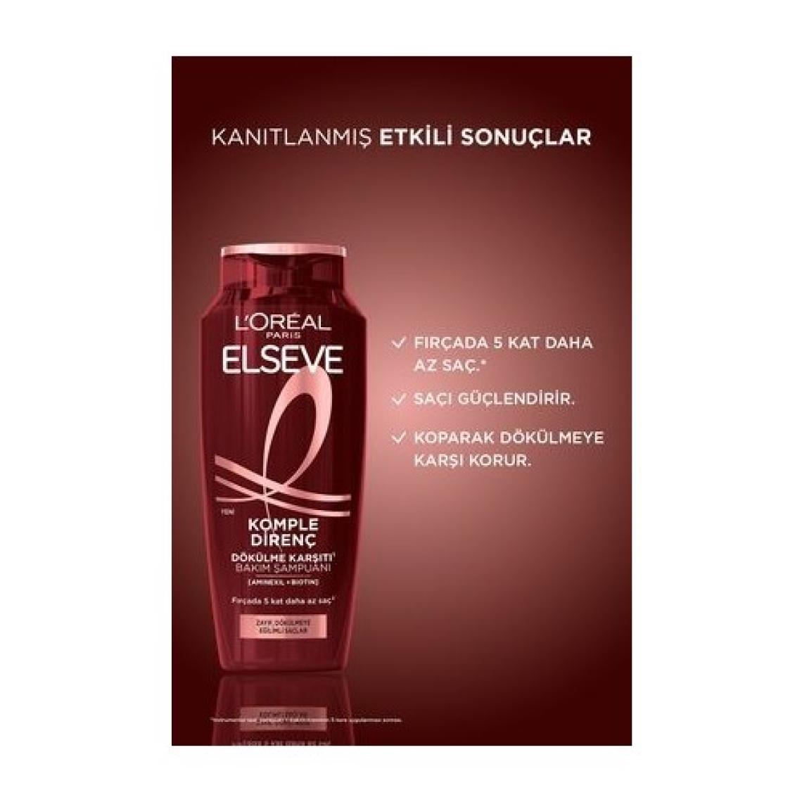 L'Oréal Paris Elseve Güçlendirici Şampuan - Koparak Dökülmeye Karşı Aminexil ve Biotin İçerir, 300 ml, Bitkisel Formül, Paraben İçermez