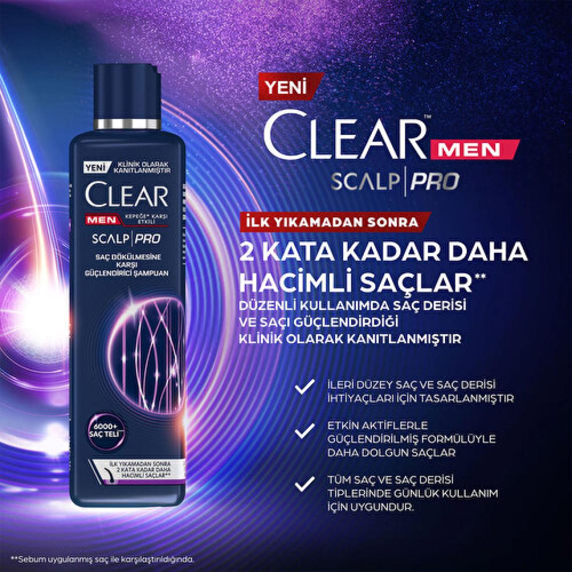 Clear Men Scalp Pro Güçlendirici Şampuan Saç Dökülmesine ve Kepeğe Karşı Etkili 300 ml