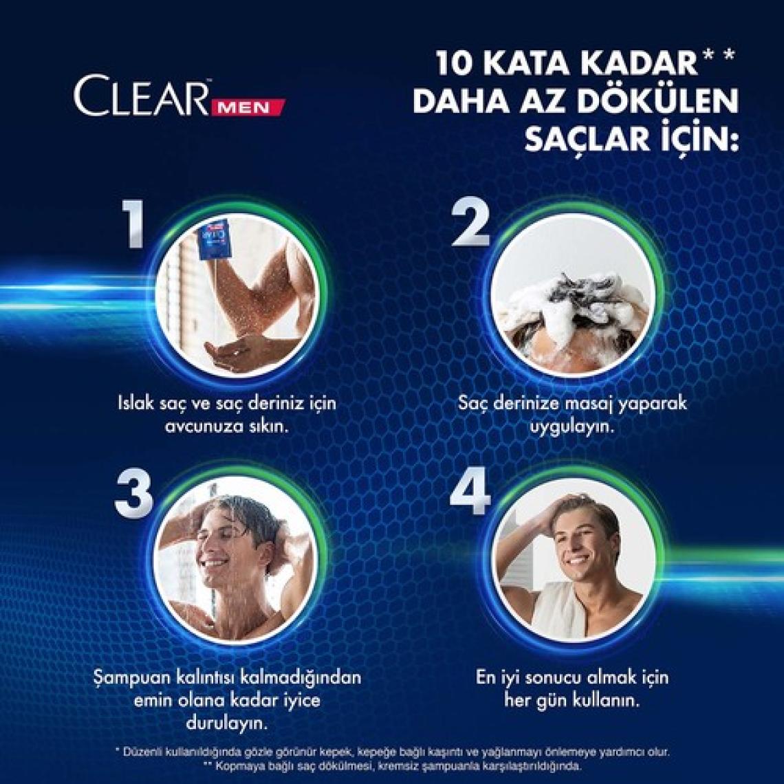 Clear Men Kepeğe Karşı Etkili Şampuan Kahve Çekirdeği Özü 350 ml + 180 ml