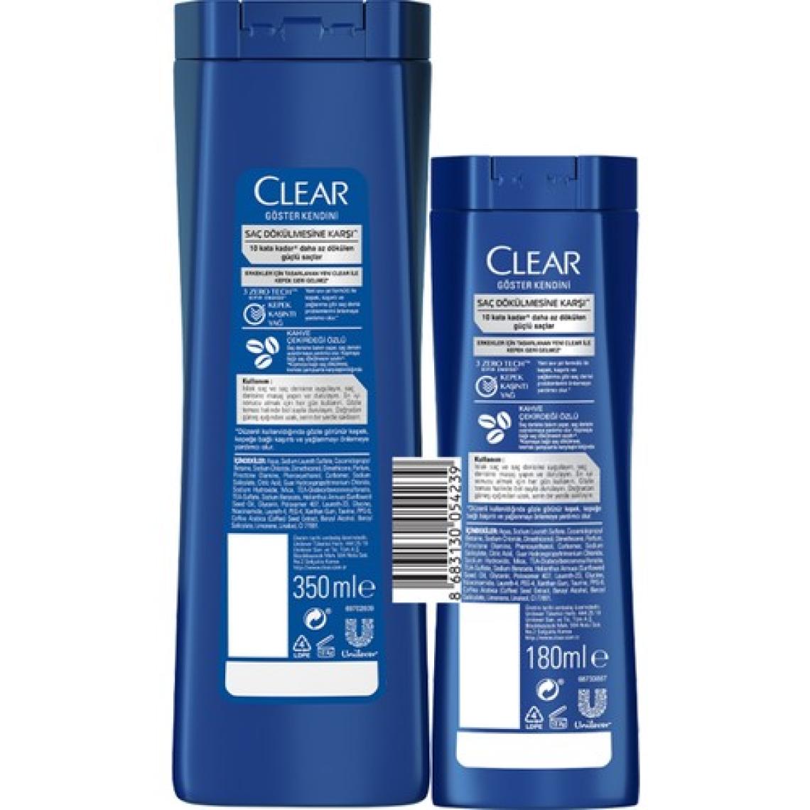 Clear Men Kepeğe Karşı Etkili Şampuan Kahve Çekirdeği Özü 350 ml + 180 ml