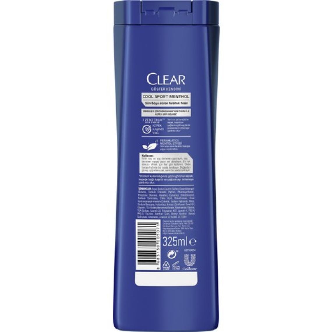 Clear Men Cool Sport Menthol Kepeğe Karşı Şampuan 325 ml