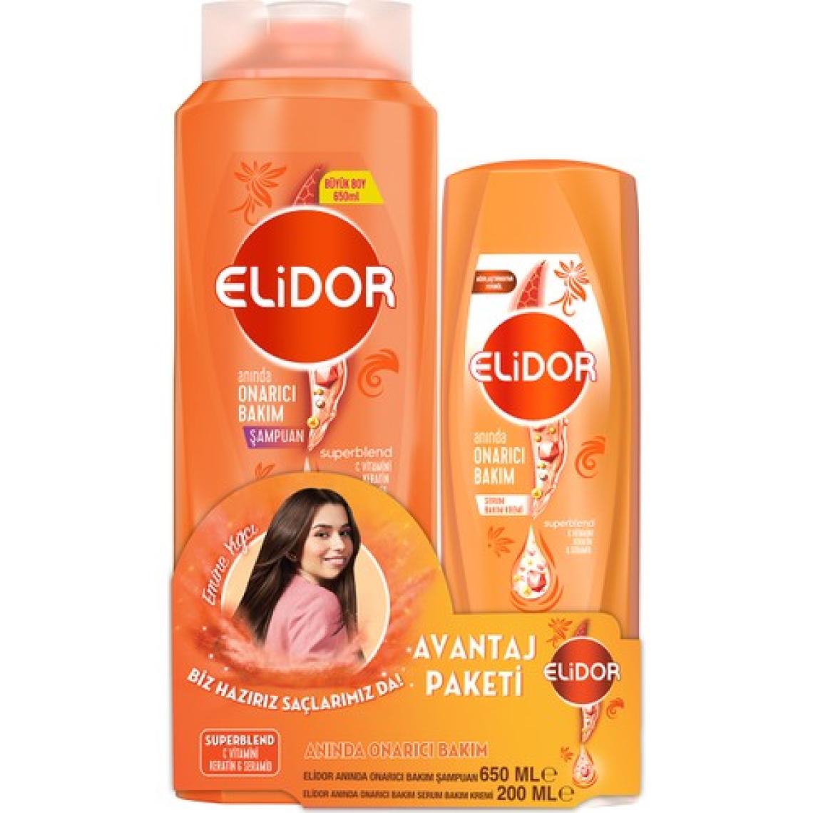Elidor Onarıcı Bakım Şampuan 650 ml ve Onarıcı Bakım Kremi 200 ml