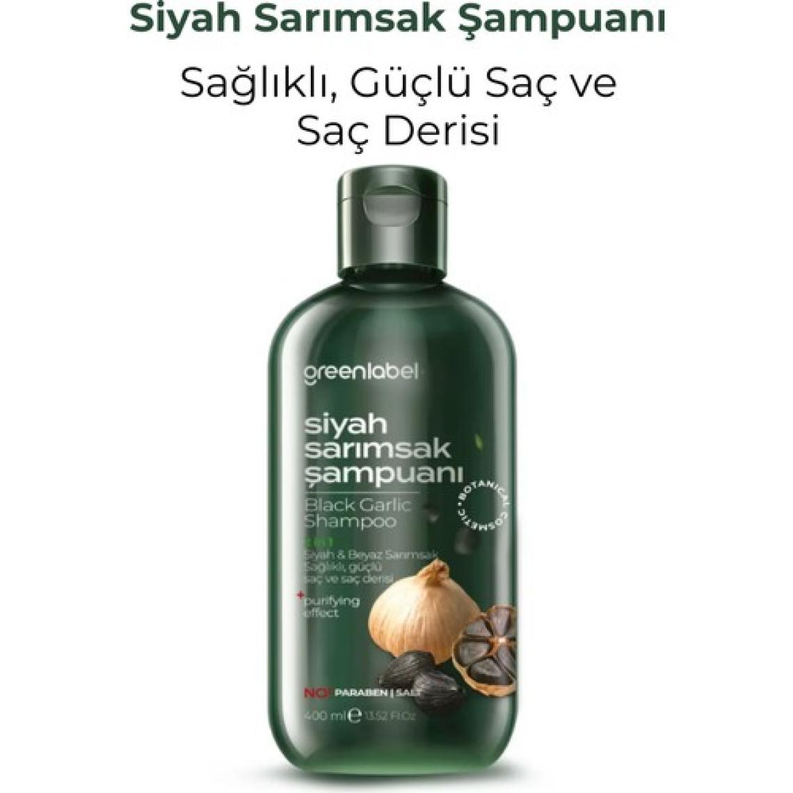 Green Label Siyah Sarımsak Özlü Parabensiz Tuzsuz Dökülme Ve Kepek Karşıtı Şampuan 400ml