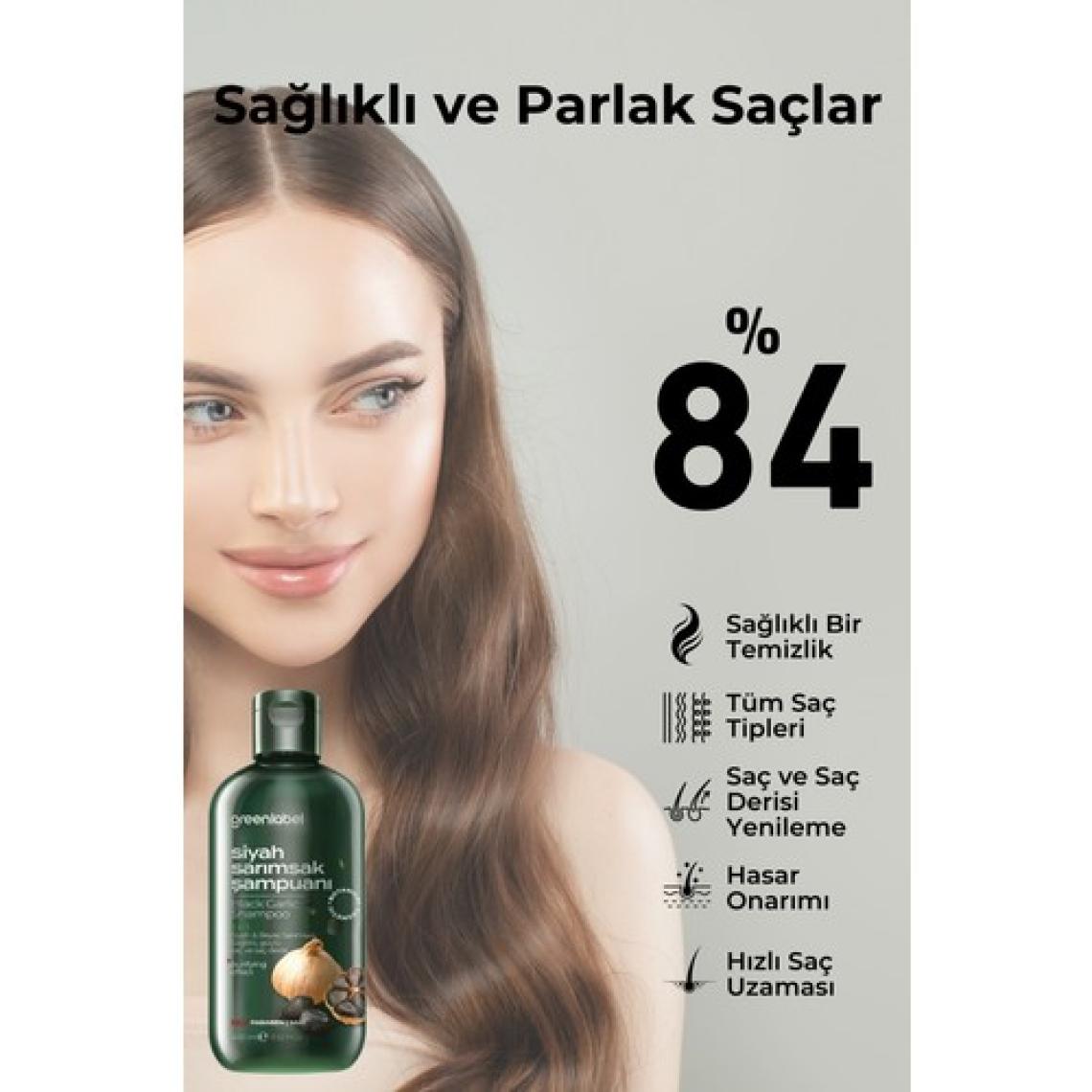 Green Label Siyah Sarımsak Özlü Parabensiz Tuzsuz Dökülme Ve Kepek Karşıtı Şampuan 400ml