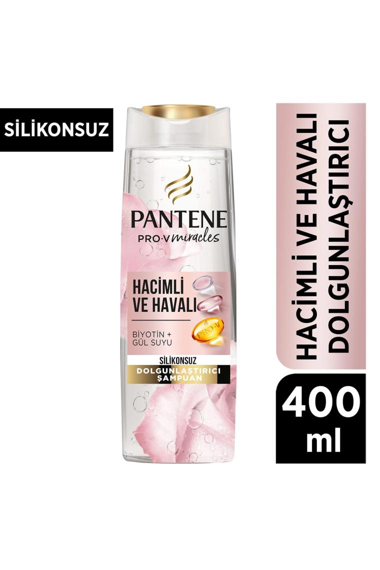 Pantene Silikonsuz Hacim Veren Dolgunlaştırıcı Şampuan, Biotin ve Gül Suyu 400 Ml