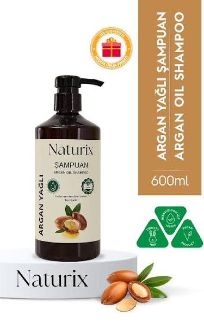 Naturix Tüm Saç Tipleri Için Doğal Argan Yağlı Saç Bakım Şampuanı 600 ml