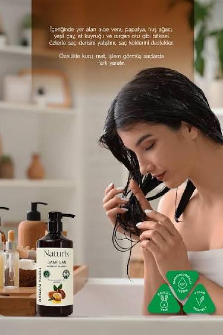 Naturix Tüm Saç Tipleri Için Doğal Argan Yağlı Saç Bakım Şampuanı 600 ml