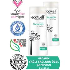 Ecowell Yağlı Saçlar Için Organik Şampuan 2li Set (2 X 300 Ml)