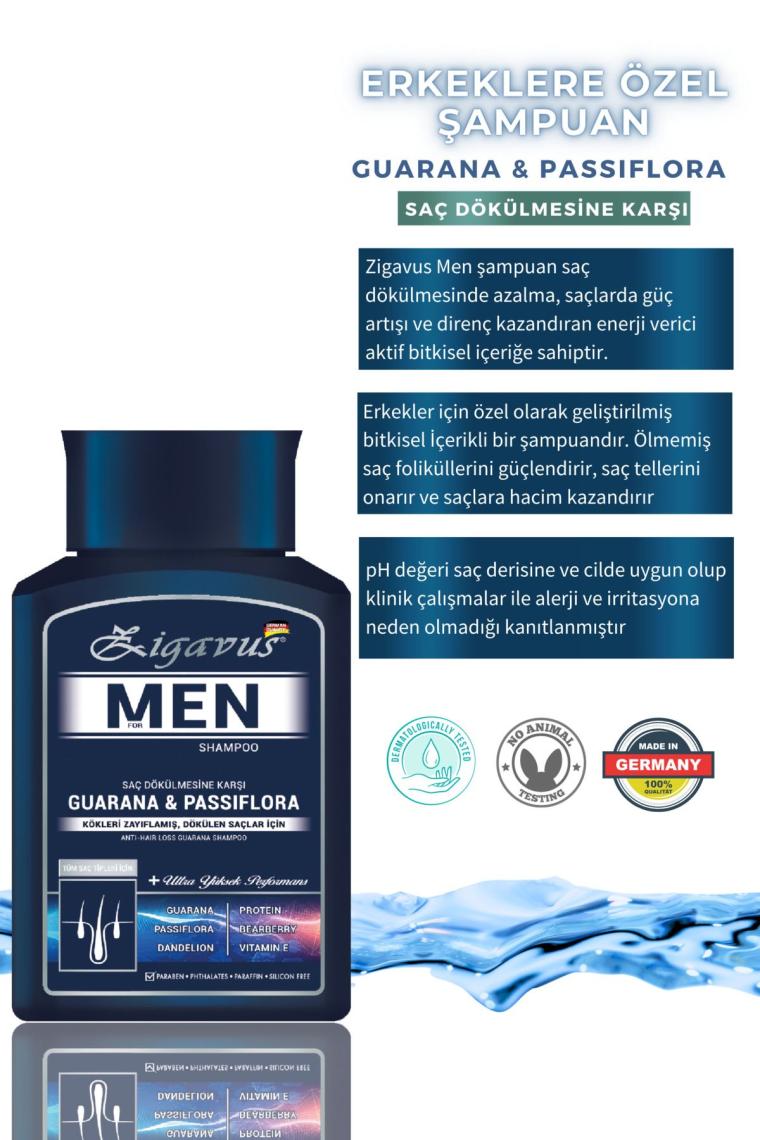 Zigavus Men Guarana ve Passiflora Saç Dökülmesine Karşı Şampuan 300 ml