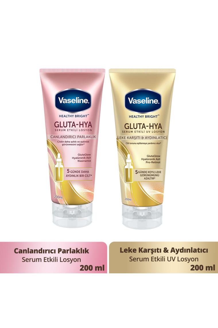 Vaseline Gluta Hya Serum Etkili Losyon 200 ml + Vaseline Gluta Hya Serum Etkili UV Losyon 200 ml
