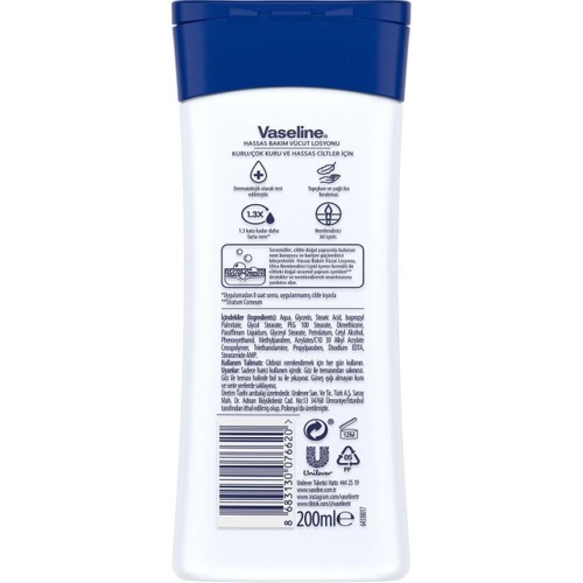 Vaseline Vücut Losyonu Hassas Bakım Kuru Çok Kuru ve Hassas Ciltler İçin 200 ml