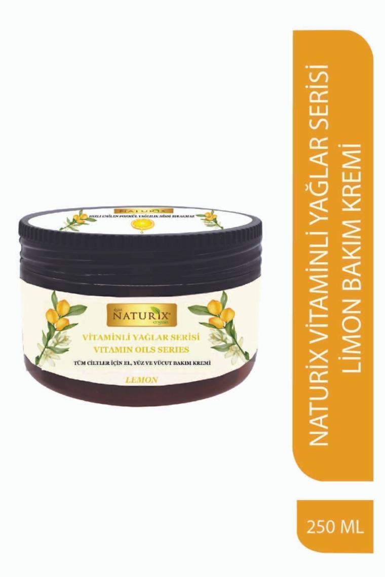 Naturix Vitaminli Yağlar Serisi Limon Özlü El Yüz Vücut Kremi Vitaminli Yağlar 250 ml Yoğun Nem Terapisi