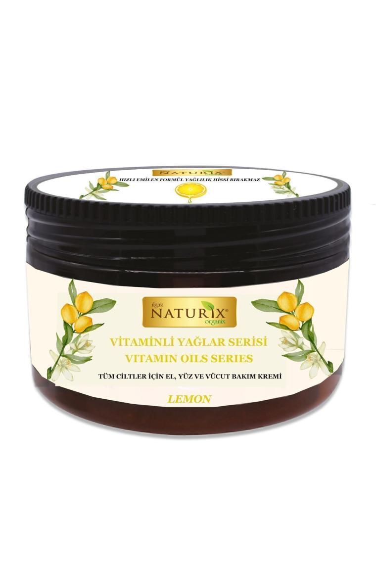 Naturix Vitaminli Yağlar Serisi Limon Özlü El Yüz Vücut Kremi Vitaminli Yağlar 250 ml Yoğun Nem Terapisi