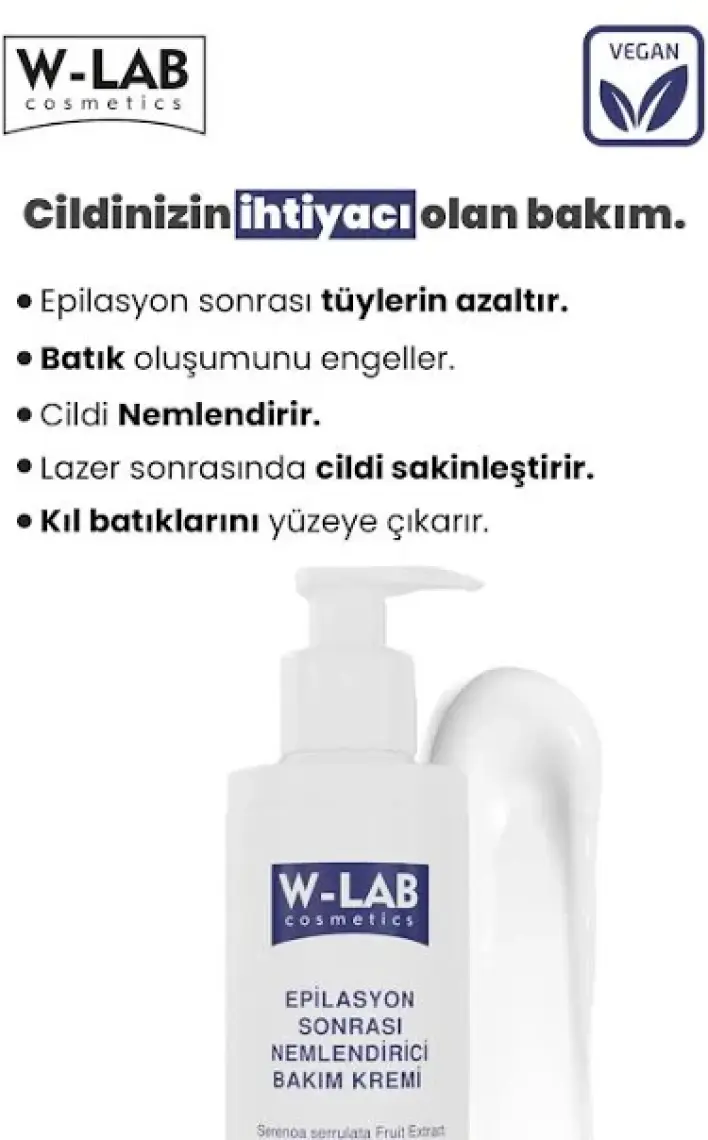 W-Lab Kozmetik Epilasyon Sonrası Nemlendirici Bakım Kremi 200 ml