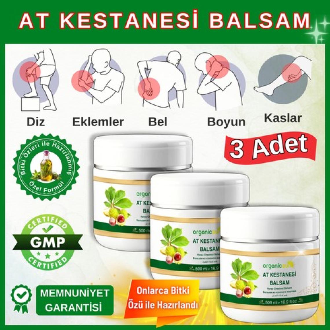 Organicsun At Kestanesi Balsamı 500 ml x 3 Adet Jeli Besleyici Masaj Krem