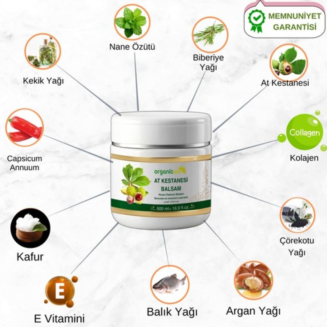 Organicsun At Kestanesi Balsamı 500 ml x 3 Adet Jeli Besleyici Masaj Krem