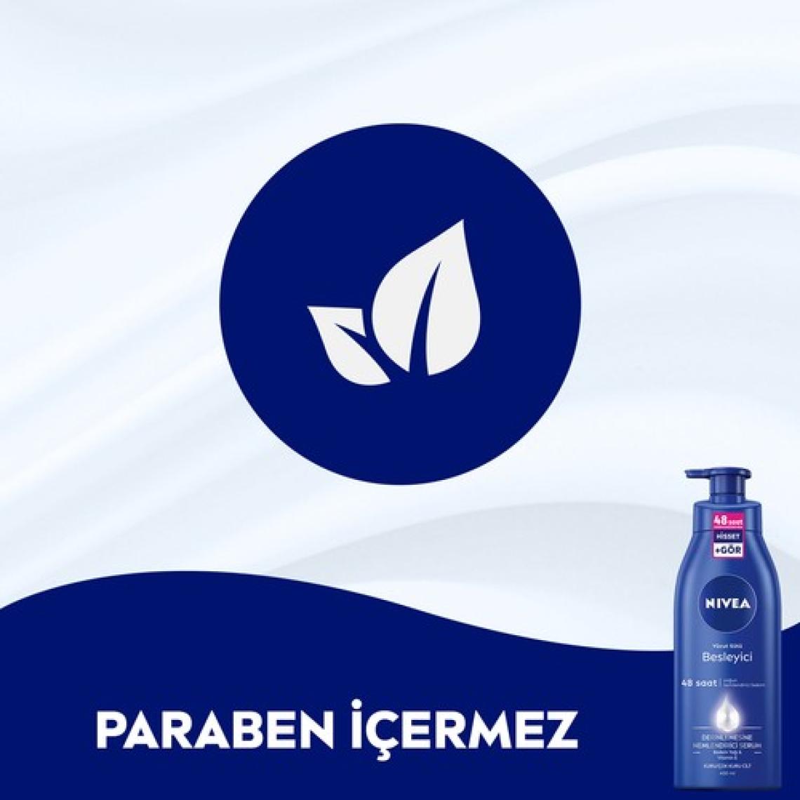 NIVEA Besleyici Vücut Sütü 400ml; Kuru ve Çok Kuru Ciltler;48 Saat Nemlendirici Vücut Losyonu;E Vitamini ve Badem Yağı İçerir