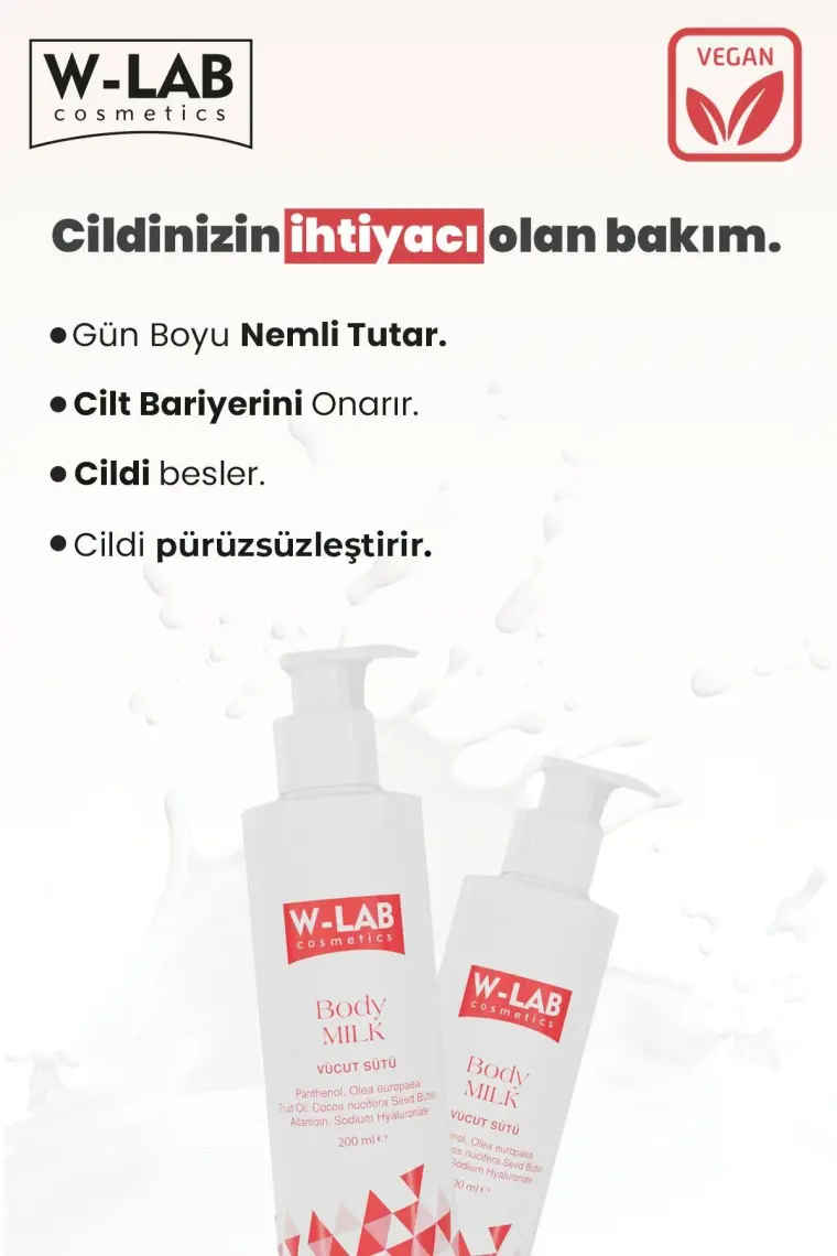 W-Lab Kozmetik Body Milk Vücut Sütü 200 Ml