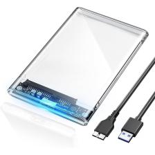 Yeni Vidasız Sürgülü 2.5" USB 3.0 Harici SSD Harddisk Şeffaf Taşınabilir HDD Kutusu Transparan
