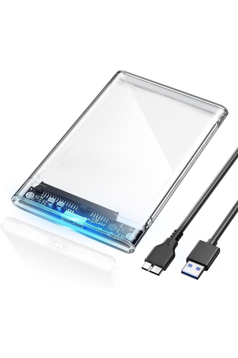 Yeni Vidasız Sürgülü 2.5" USB 3.0 Harici SSD Harddisk Şeffaf Taşınabilir HDD Kutusu Transparan