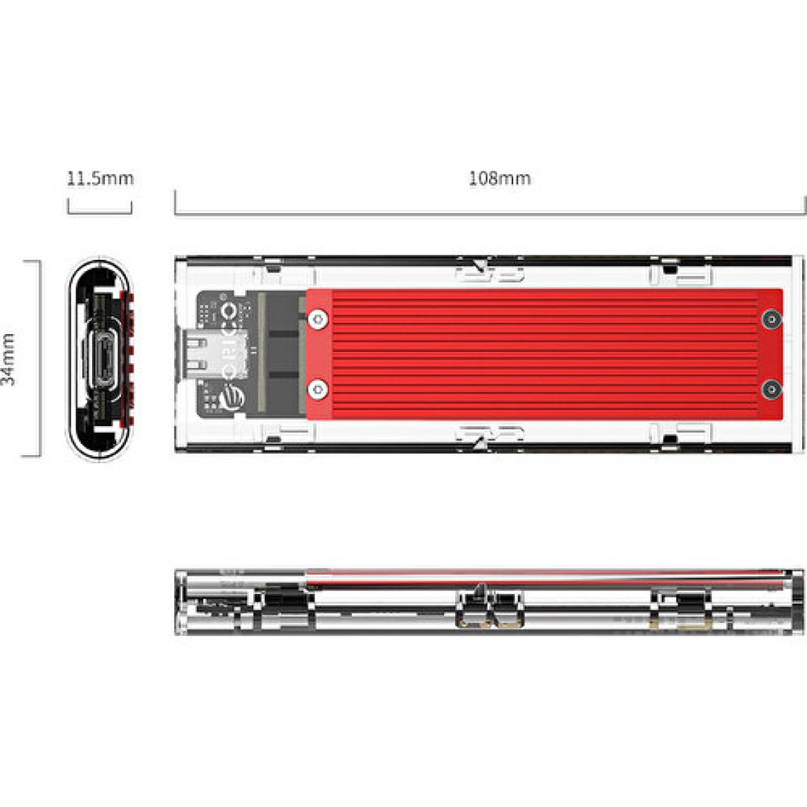Orico Type-C Nvme M.2 SSD HDD Harddisk Kutusu, Kırmızı, Tcm2-C3