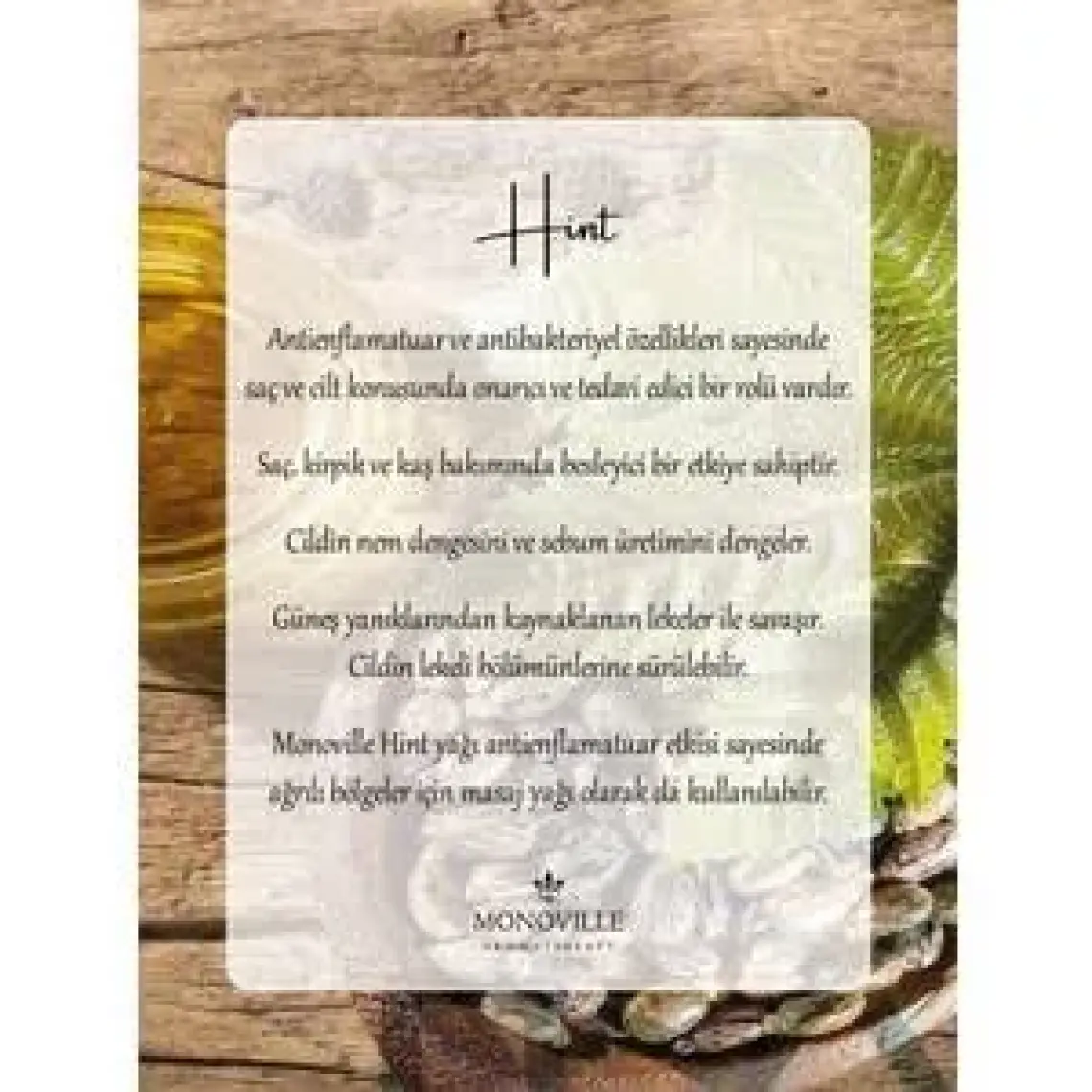 Monoville Hint Yağı (Yoğun Kıvamlı Yağ) 30 ml Soğuk Sıkım %100 Saf Ve Doğal ( Castor Oil )