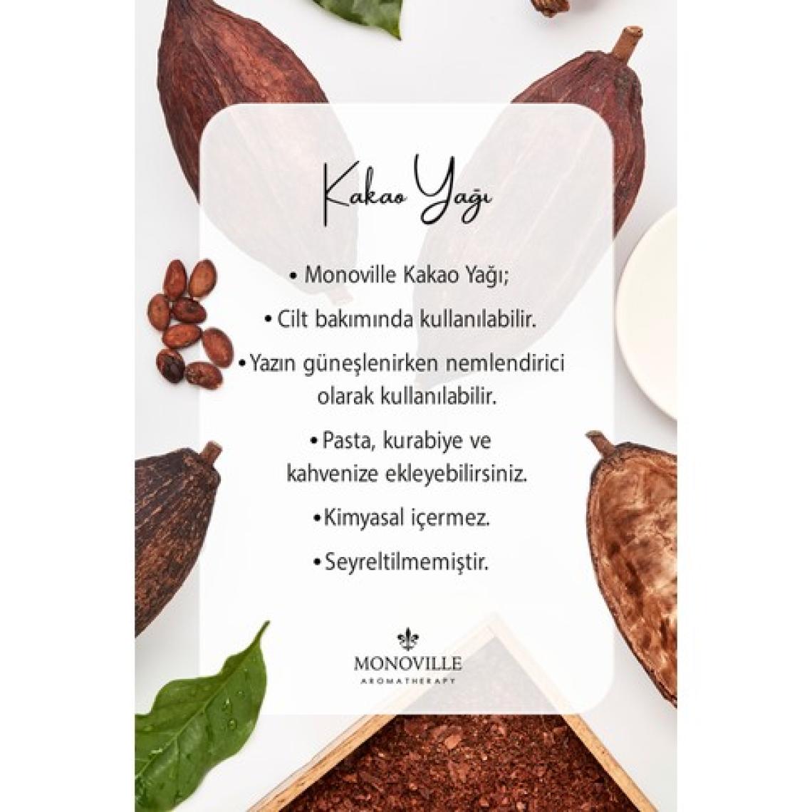 Monoville Nemlendirici Kakao Yağı 100 ml Soğuk Sıkım %100 Saf Ve Doğal (CACAO BUTTER)