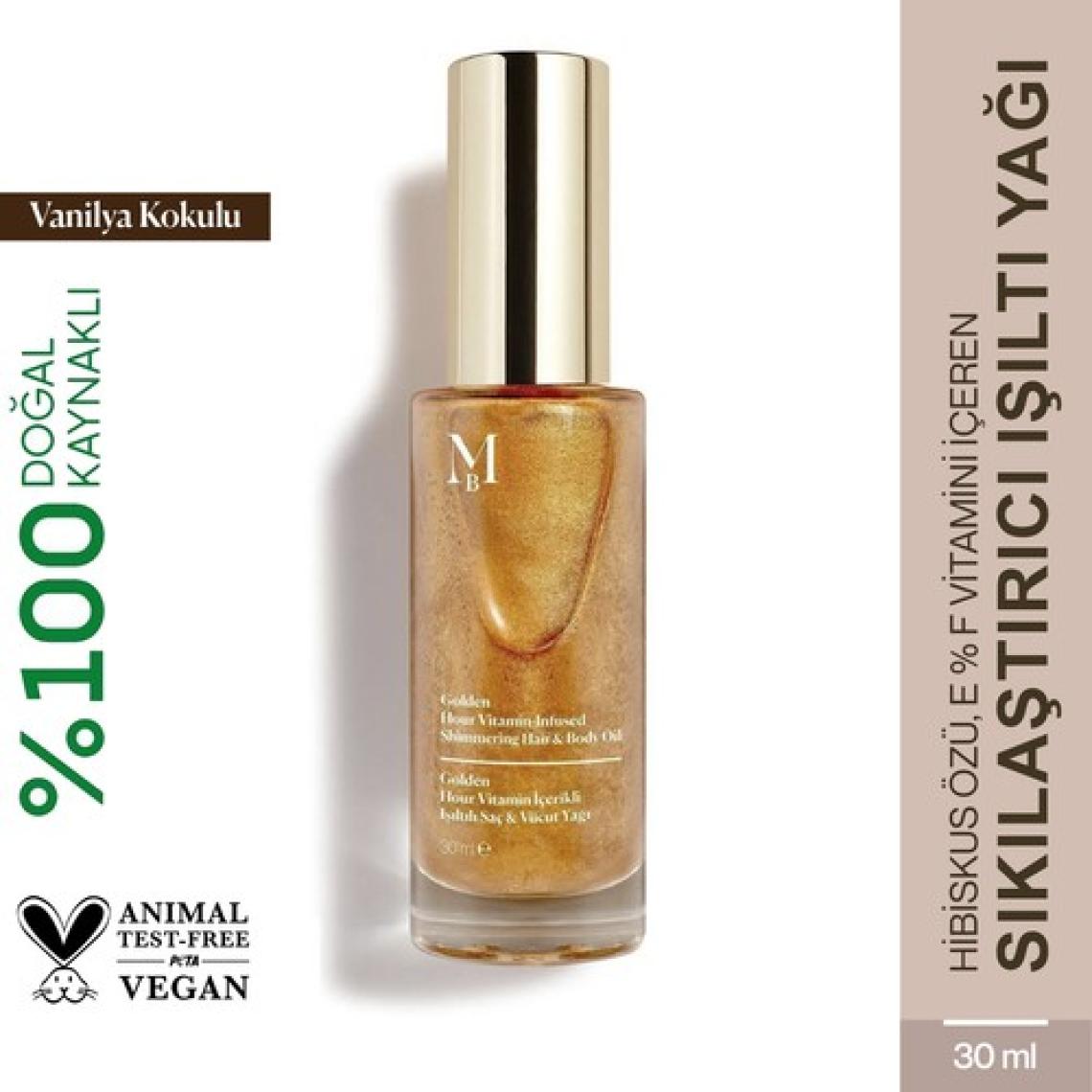 Misbahçe Golden Hour Vitamin İçerikli Işıltılı Saç ve Vücut Yağı Vanilya 30 ml