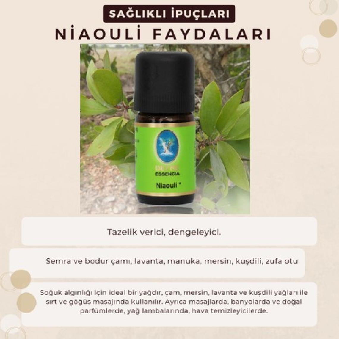 Nu-Ka Defne Essencia Organik Niaouli Yağı 5 ml . Aromaterapi Uçucu Yağ Cilt ve Bakım Yağı