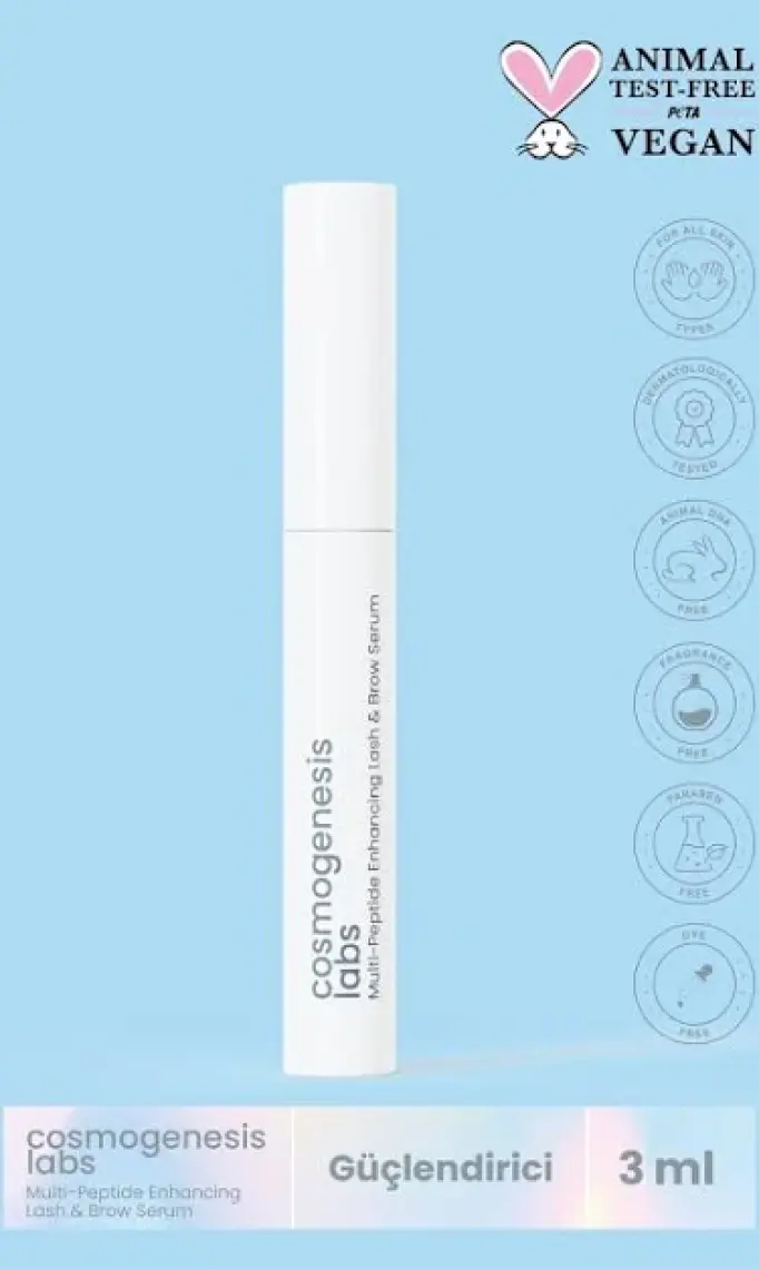 Kaş Kirpik Güçlendirici Serum 3ml – Su Bazlı Besleyici Dolgunlaştırıcı Vegan (%1 BİOTİN- %1 PEPTİT)