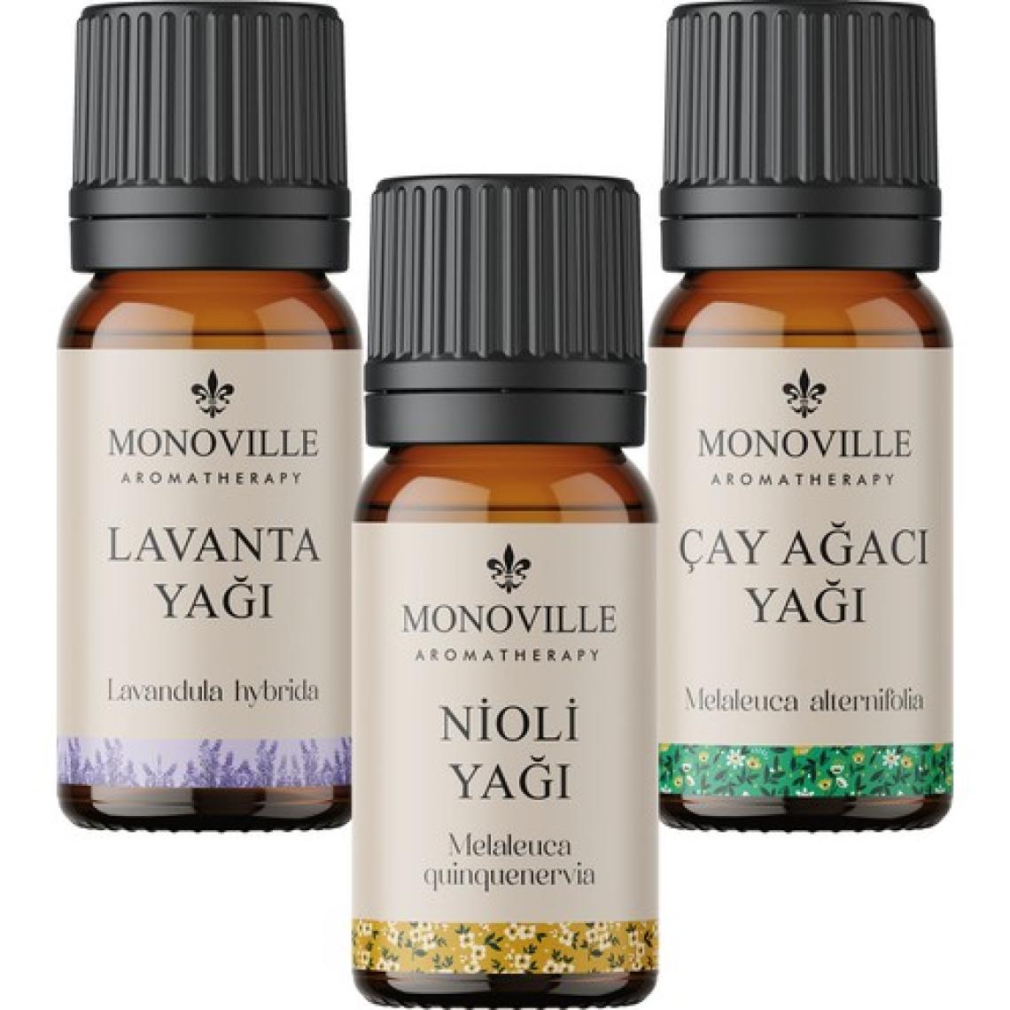Monoville Nioli Yağı 10 ml, Lavanta Yağı 10 ml, Çay Ağacı Yağı 10 ml 3'lü Set %100 Saf Ve Doğal 3x10 ml